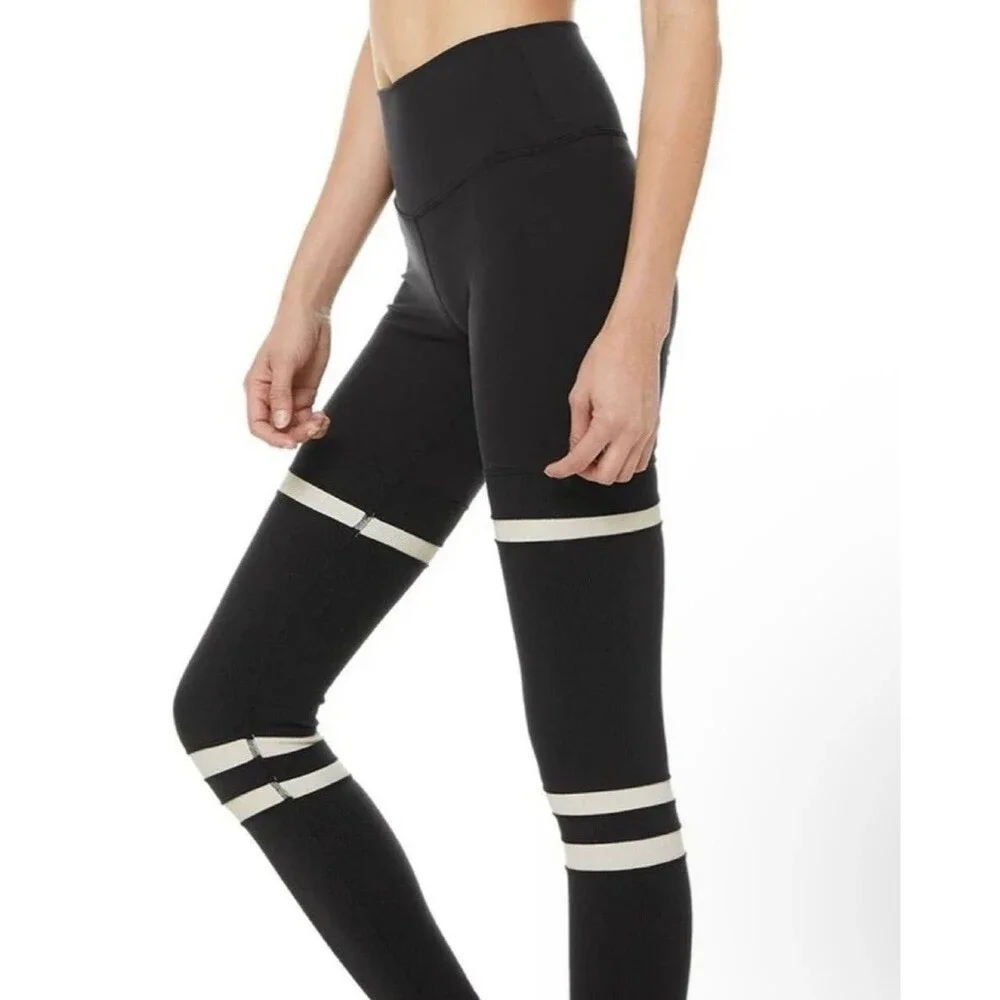 SET Alo Yoga Striped & Pale Blue Leggings Set Size XS